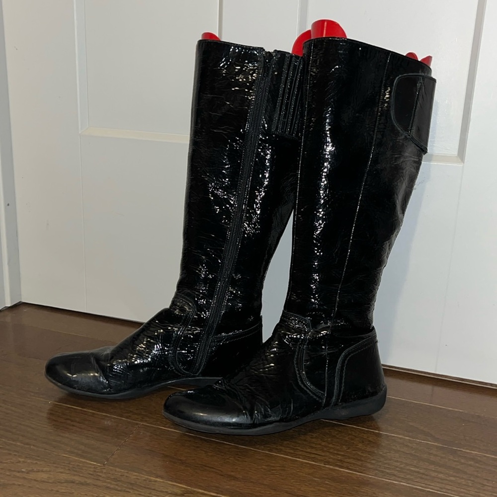Boden sz 38 black patent leather tall boots